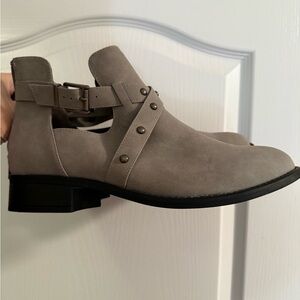 Penningtons Taupe Ankle Booties with Buckle Detail